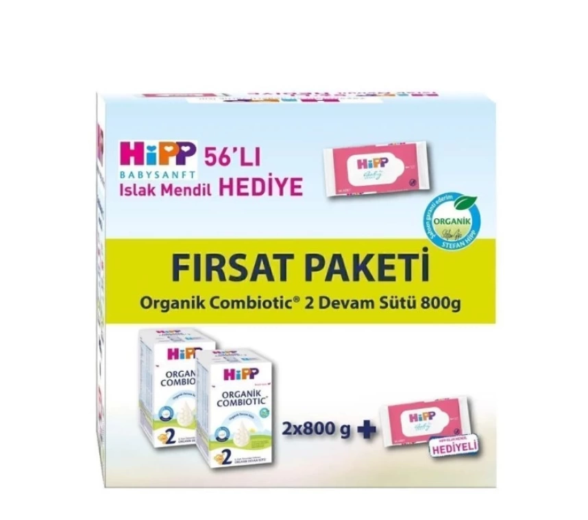 Nessiworld Hipp 2 Organik Combiotic Bebek Sütü 800 Gr X2 Islak Mendil Hediyeli