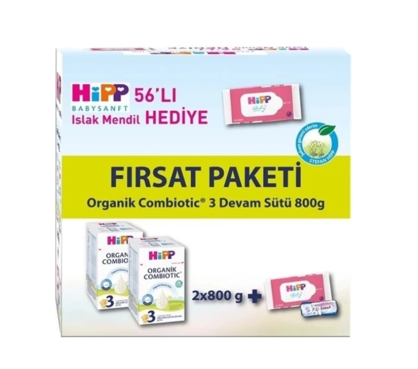 Nessiworld Hipp 3 Organik Combiotic Bebek Sütü 800 Gr X2 Islak Mendil Hediyeli