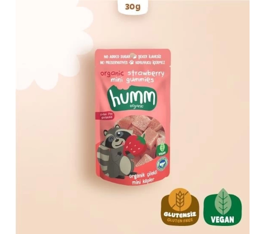 Nessiworld Humm Organik Çilekli Glutensiz Vegan Mini Küpler 30 Gr