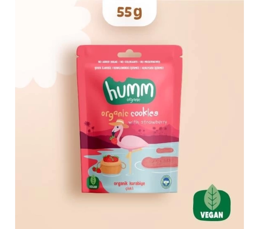 Nessiworld Humm Organik Vegan Çilekli Kurabiye 55 Gr