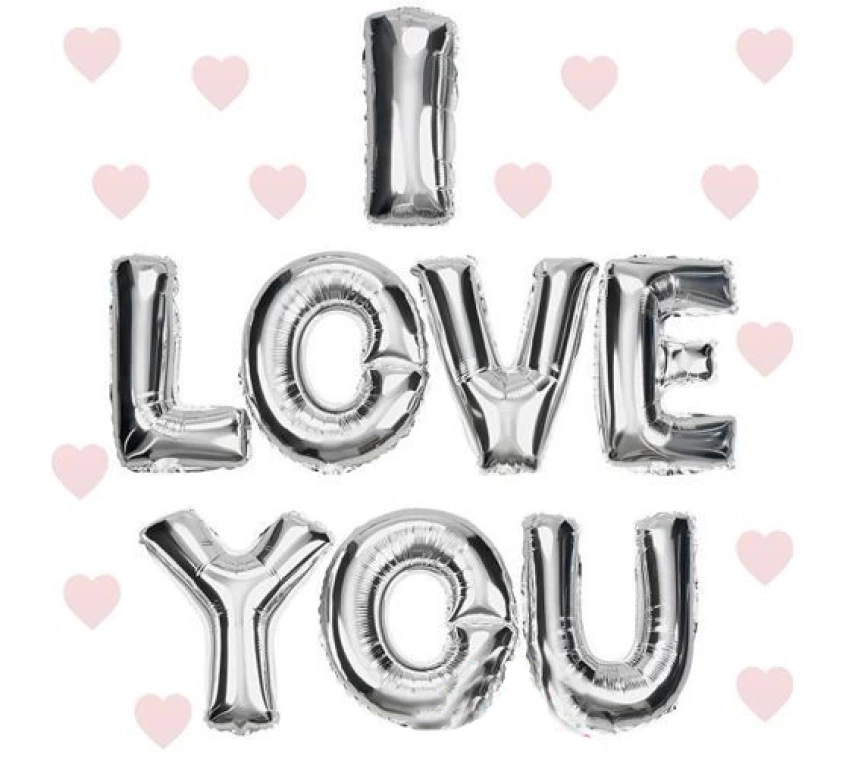 Nessiworld   I Love You Folyo Balon Gümüş Renk 35 CM