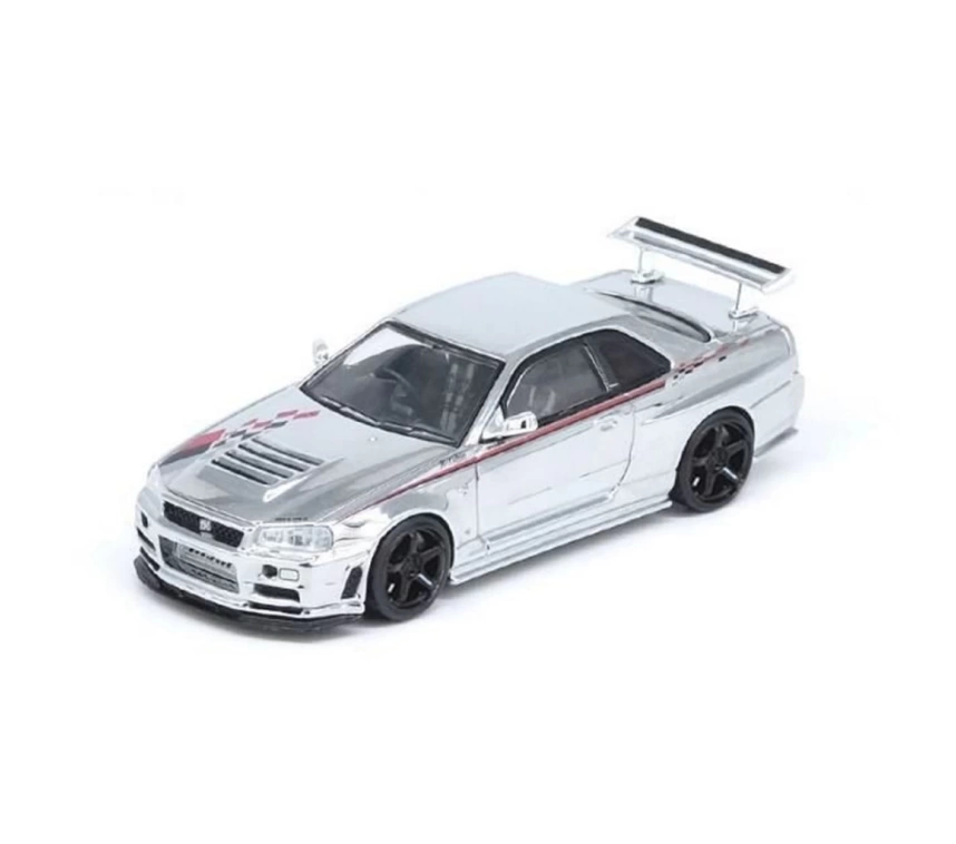 Nessiworld Inno 1/64 Nissan Skyline GT-R R34 Nismo R-Tune Chrome 3