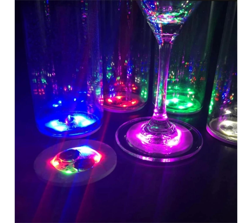 Nessiworld Işıklı Yapışkanlı Bardak Altı Aparatı Ledli 3 Fonksiyonlu 6 cm Çap