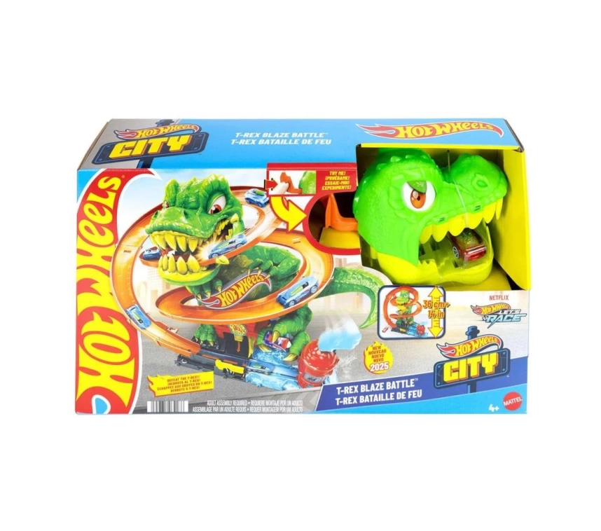 Nessiworld JBM73 Hot Wheels T-Rex ve İtfaiye İstasyonu Oyun Seti