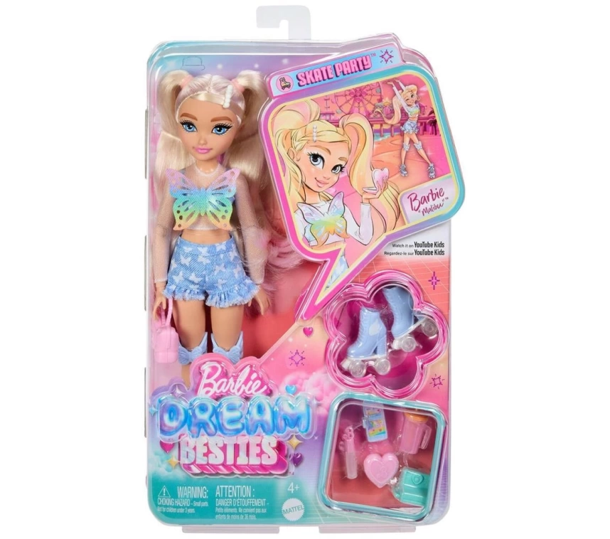 Nessiworld JFX96 Malibu - Barbie Dream Besties Paten Partisi Malibu Bebek ve Aksesuarları
