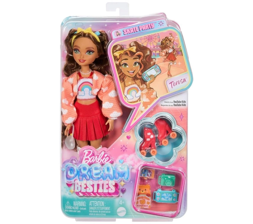 Nessiworld JFX98 Teresa - Barbie Dream Besties Paten Partisi Teresa Bebek ve Aksesuarları
