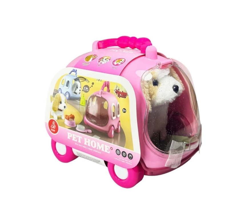 Nessiworld JND-6802 Taşıma Araba Çantalı Hareketli Pilli Köpek Set -Vardem Oyuncak