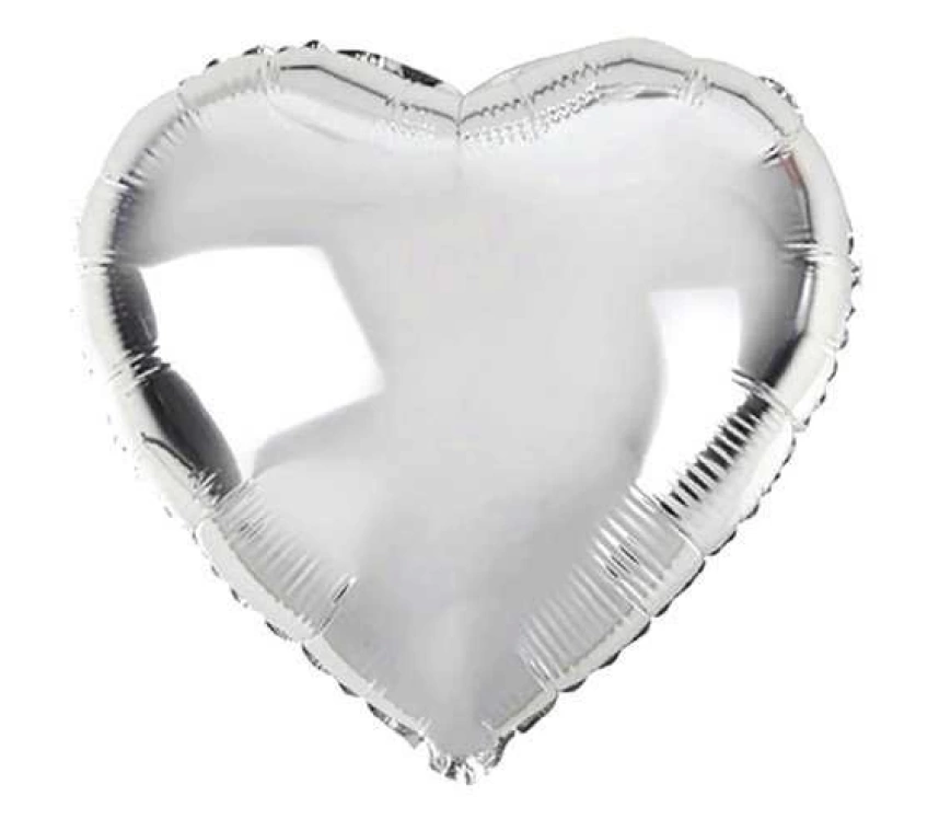 Nessiworld Kalp Şekilli Gümüş Renk Folyo Balon 45 cm 5 Adet