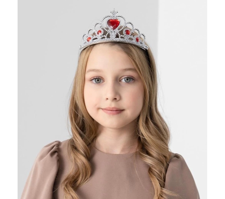 Nessiworld Kalp Taşlı Kırmızı Renk Karlar Ülkesi Elsa Anna Frozen Tacı