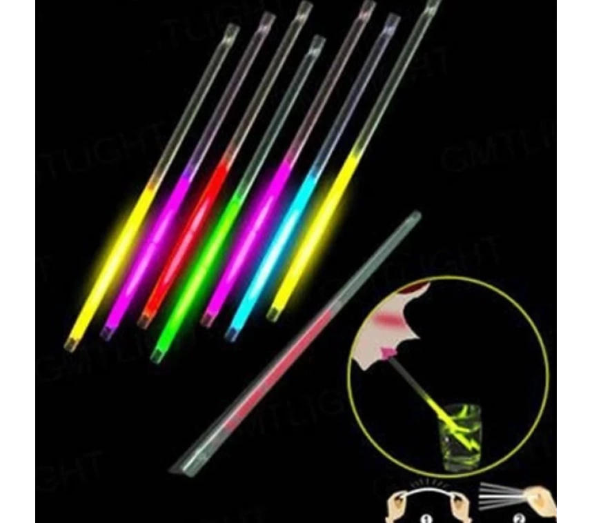 NessiWorld Karanlıkta Parlayan Glow  Fosforlu Pipet 3 Renk 3 Adet