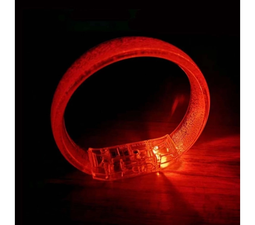 Nessiworld Kırmızı Led Işıklı Baskı Yapılabilen Pilli Bileklik Bilezik 1,5 cm Genişlik