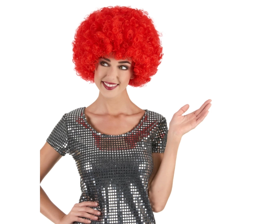 Nessiworld   Kırmızı Renk Kıvırcık Afro Bonus Peruk