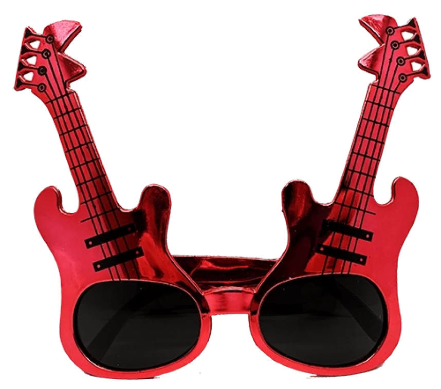 Nessiworld Kırmızı Renk Rockn Roll Gitar Şekilli Parti Gözlüğü 15x15 cm