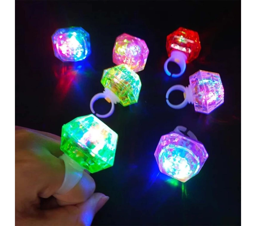 Nessiworld Kristal Tasarımlı Led Glow Işıklı 3 Modlu Mavi Yüzük 3.5 x 5 cm
