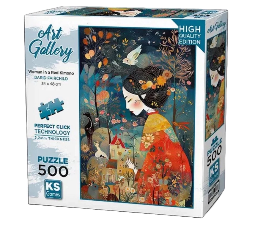 Nessiworld KS Games A Woman In Red Kimono Puzzle 500 Parça 20070