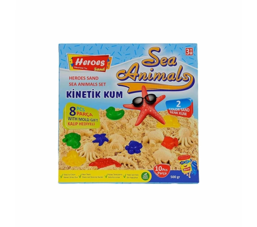 Nessiworld KUM-040 500gr Heroes Kinetik Kum Deniz Hayvanlı Kalıplı Set - Eren Oyuncak