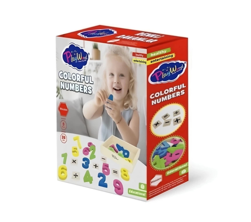 NessiWorld Kutuda 26 Parça Ahşap Kasalı Renkli Rakamlar