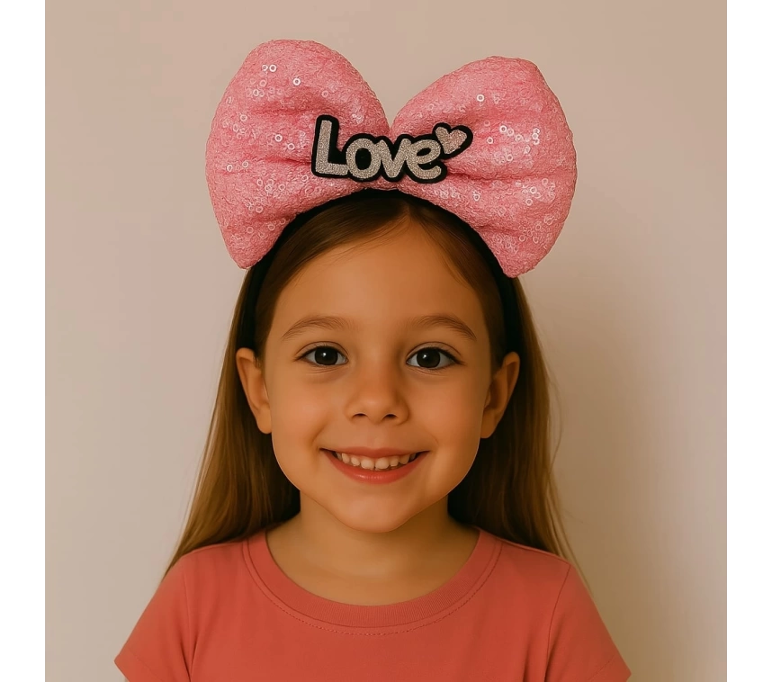 Nessiworld LED Işıklı Love Yazılı Fuşya Fiyonk Taç – Kız Çocuk Parti Tacı