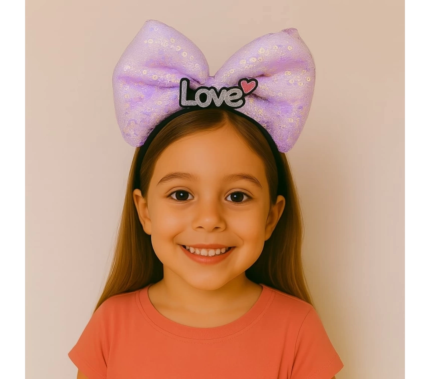 Nessiworld LED Işıklı Love Yazılı Mor Fiyonk Taç – Kız Çocuk Parti Tacı