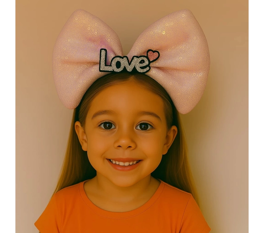 Nessiworld LED Işıklı Love Yazılı Pembe Fiyonk Taç – Kız Çocuk Parti Tacı