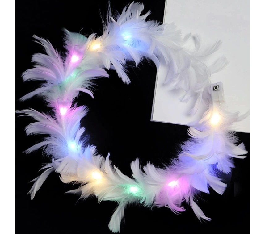 Nessiworld Led Işıklı Rengarenk Yanan 3 Fonksiyonlu Otrişli Parti Tacı Beyaz Renk 12x12 cm