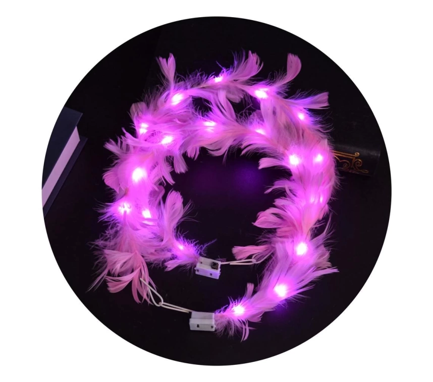 Nessiworld Led Işıklı Rengarenk Yanan 3 Fonksiyonlu Otrişli Parti Tacı Pembe Renk 12x12 cm