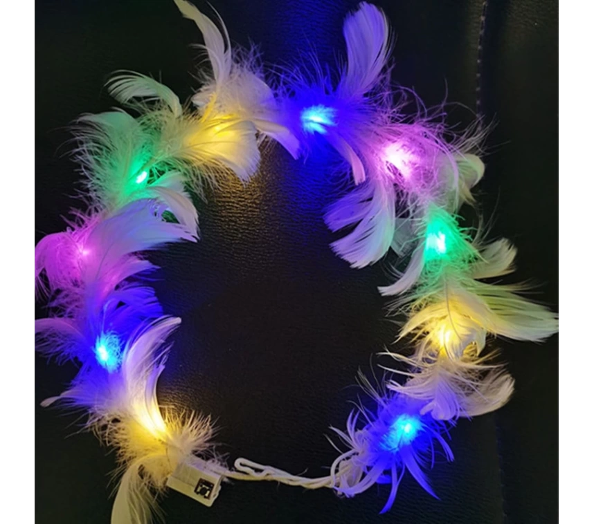 Nessiworld Led Işıklı Rengarenk Yanan 3 Fonksiyonlu Otrişli Parti Tacı Renkli 12x12 cm