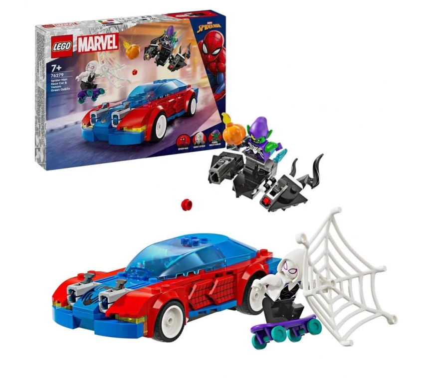 Super Heroes Örümcek Adam Yarış Arabası ve Venom Green Goblin 76279