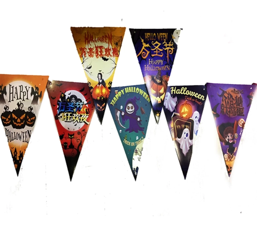 Nessiworld Lüks Baskılı Üçgen Model Halloween Banner Süs Bayrak 8 li