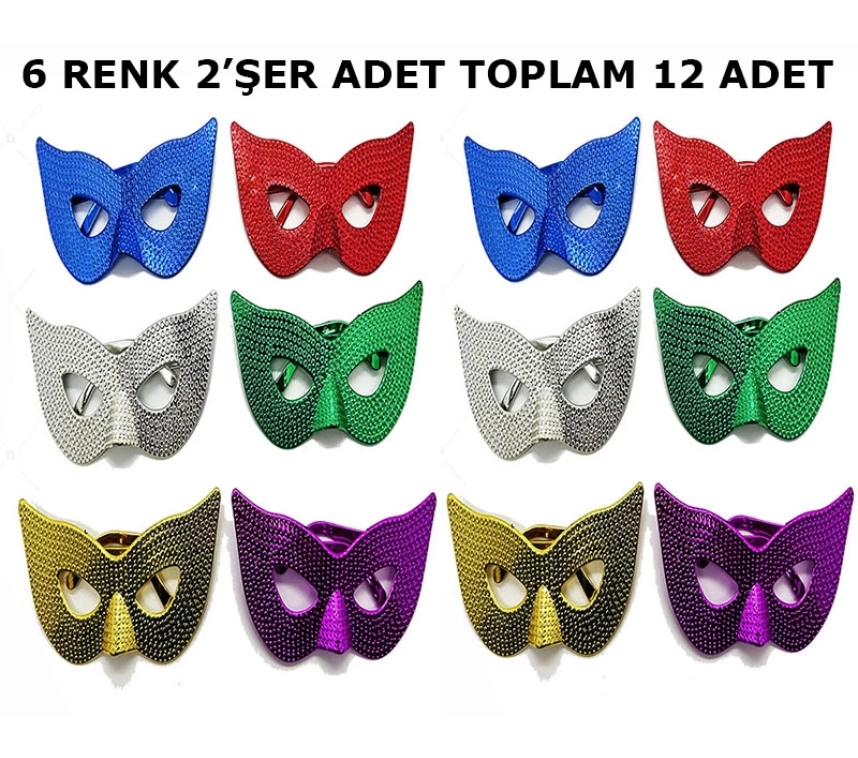 Nessiworld Maskeli Balo Partisi Görünümlü Retro Parti Gözlüğü 6 Renk 12 Adet