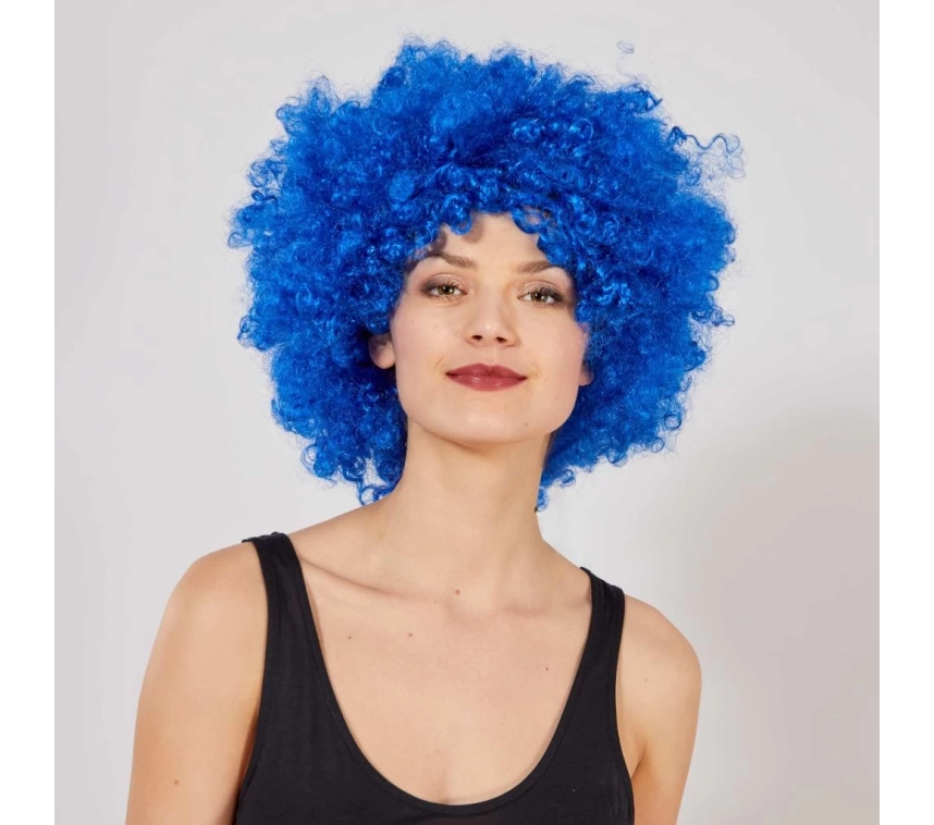 Nessiworld Mavi Renk Kıvırcık Afro Bonus Peruk