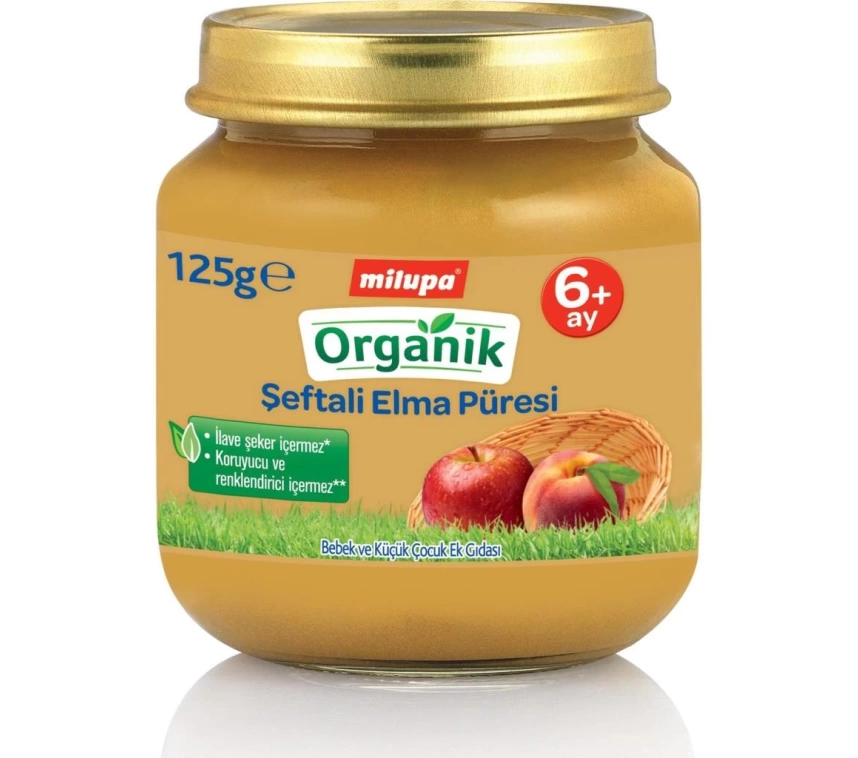 Nessiworld Milupa Organik Şeftali Elma Püreli Kavanoz Maması 125 Gr