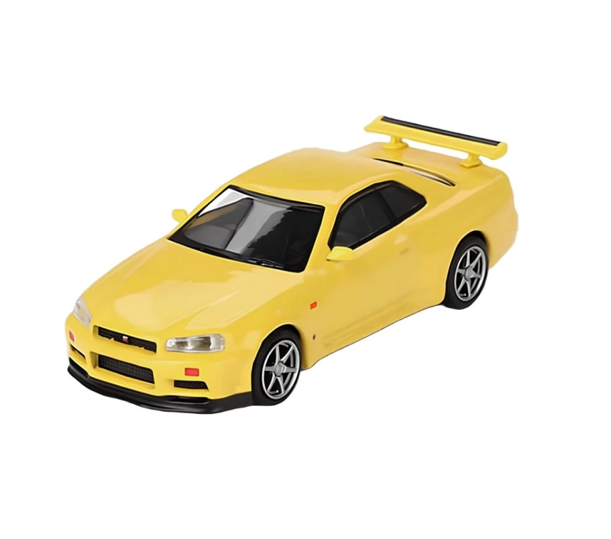 Nessiworld Mini GT 1/64 Nissan Skyline GT-R (R34) V-Spec Lightning Yellow