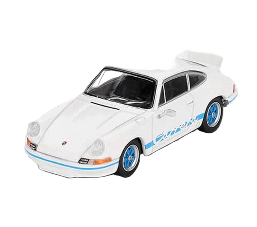 Nessiworld Mini GT 1/64 Porsche 911 Carrera RS 2.7 Grand Prix White with Blue Livery
