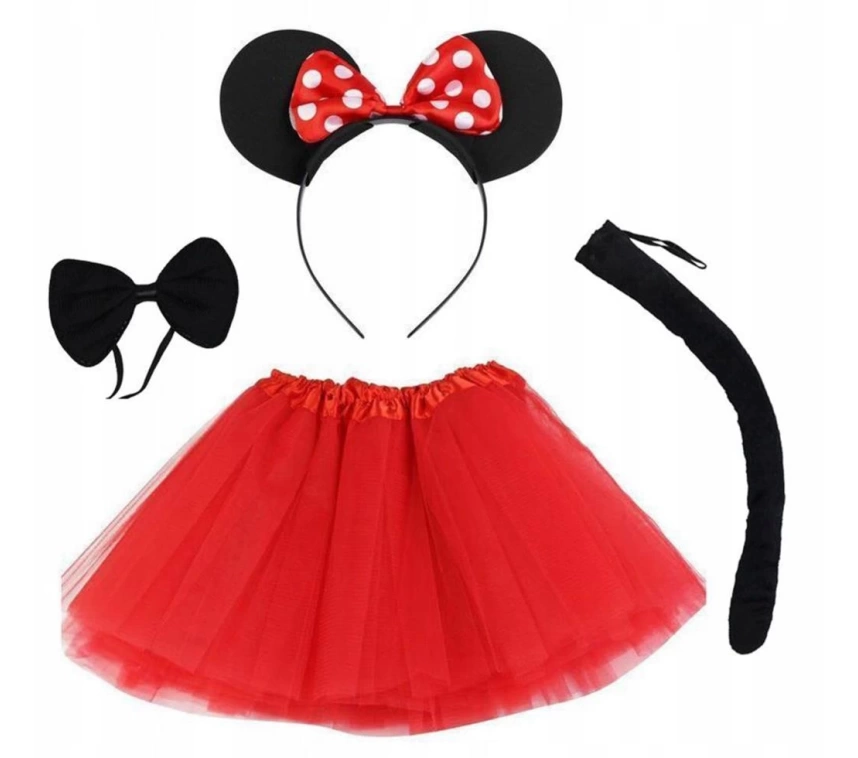 Nessiworld Minnie Mouse Kostüm Seti Etek Taç Kuyruk Papyon Gösteri Seti