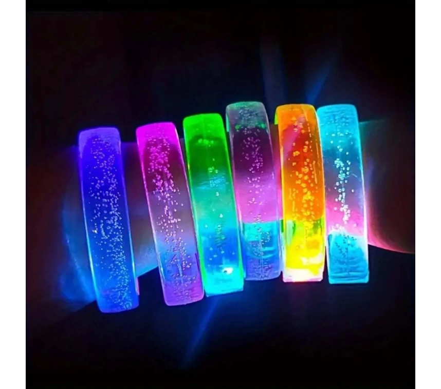 Nessiworld Mor Led Işıklı Baskı Yapılabilen Pilli Bileklik Bilezik 1,5 cm Genişlik