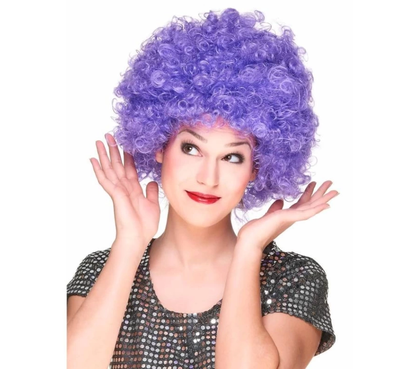 NessiWorld Mor Renk Kıvırcık Afro Bonus Peruk Parti Peruğu