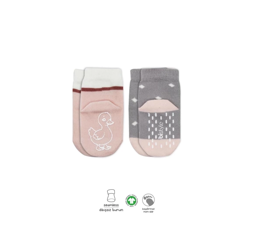 Nessiworld Nessiworld Bistyle Hayvan Figür Kaymaz Kız Soket Çorap 2Li BS10120 Gri