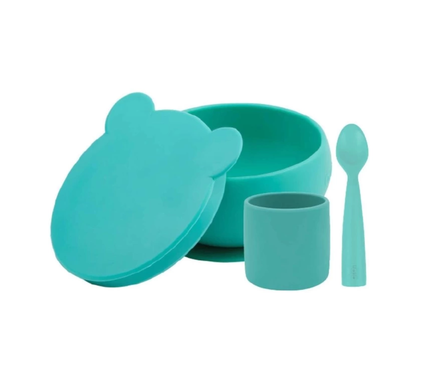 Nessiworld OiOi Blw I Silikon Beslenme Seti 3Lü (Kaseli) Aqua Green