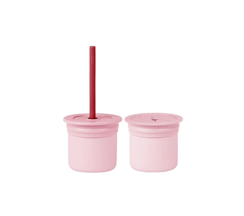 Nessiworld OiOi Ham+Hüp Pipetli Silikon Bardak Seti Pinky Pink / Velvet Rose