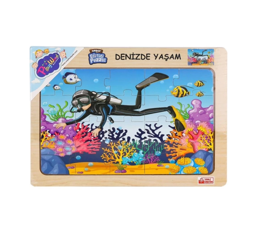 Nessiworld ONY-187-188-189-190 Ahşap Eğitici Puzzle Denizde Yaşam