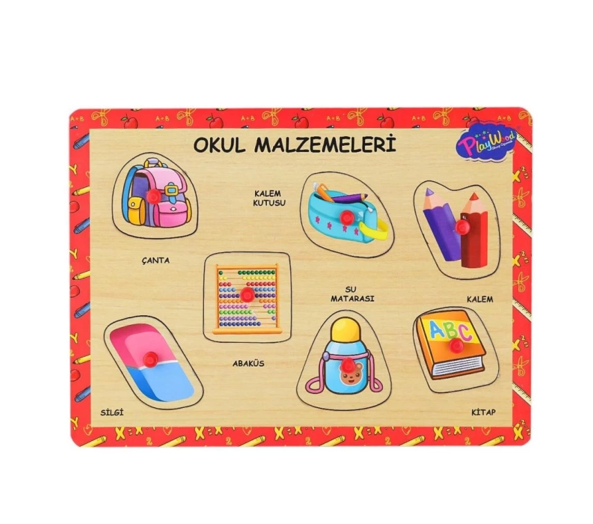 Nessiworld ONY-196-197 Ahşap Tutmalı Okul Malzemeleri -Onyıl Oyuncak