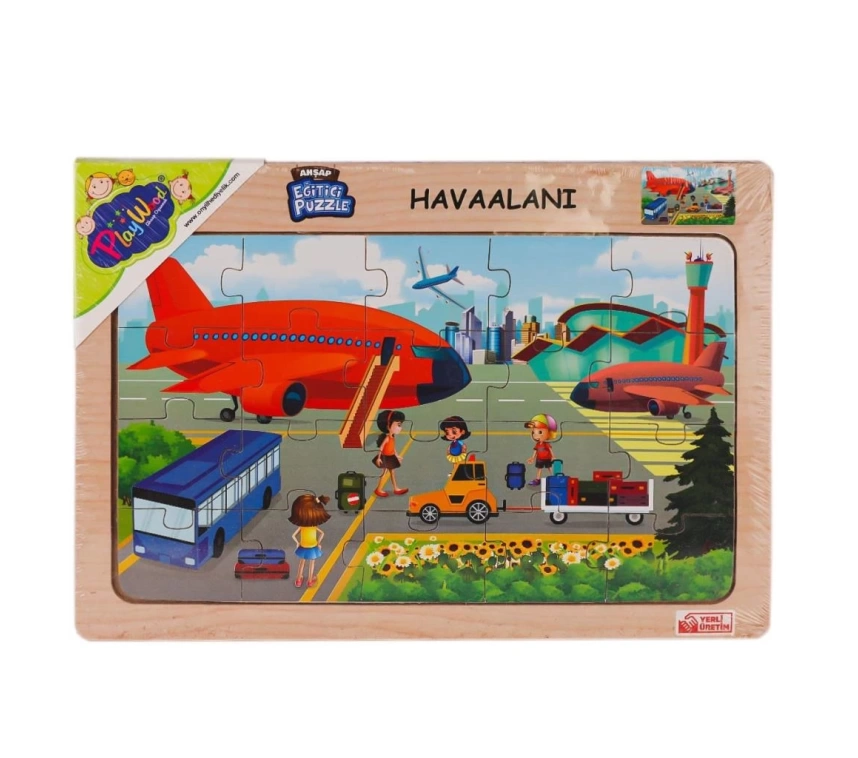 Nessiworld ONY-233-234-235-236 Ahşap Eğitici Puzzle Havaalanı -Onyıl Oyuncak