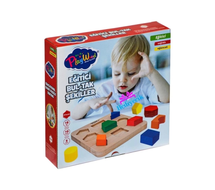 Nessiworld PlayWood Ahşap Eğitici Bul Tak Şekiller-389