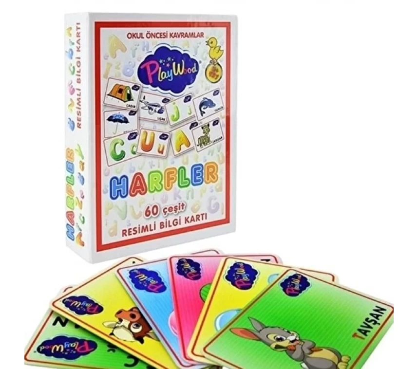 Nessiworld PlayWood Eğitici Resimli Bilgi Kartları Harfler 26
