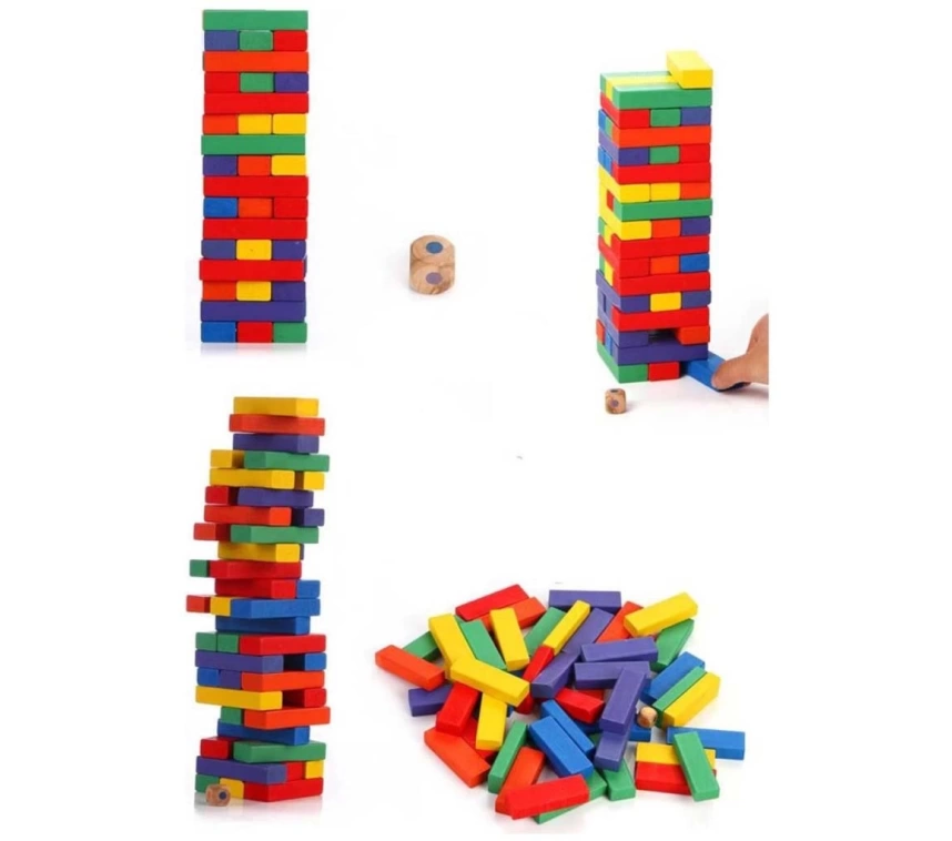 Nessiworld Playwood Renkli Ahşap Denge Oyunu 54 Parça