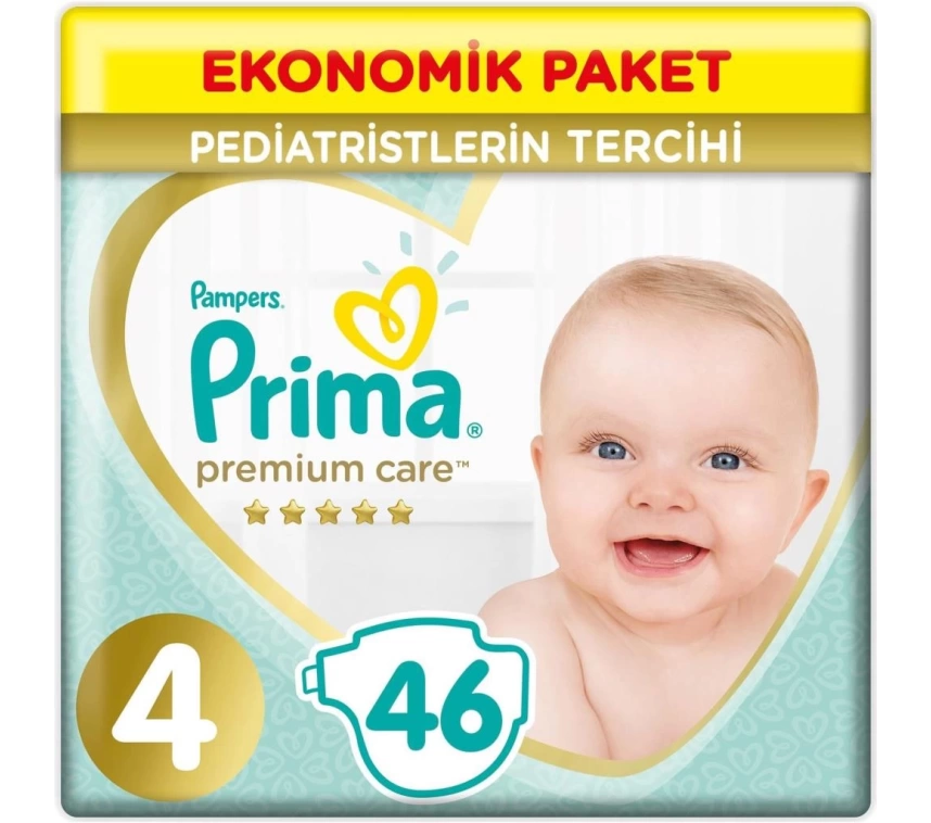 Nessiworld Prima Premium Care Bebek Bezi Ekonomik Paket 4 Beden 46 Adet