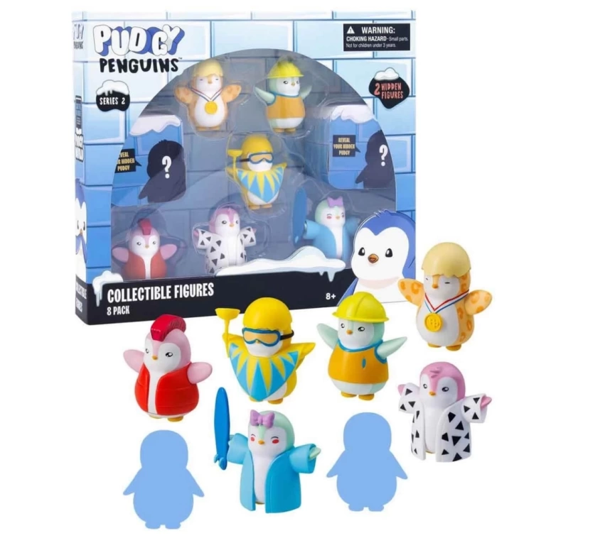 Nessiworld Pudgy Penguins 8li Figür Seti S2 Bayrak Tutan Penguenli Set