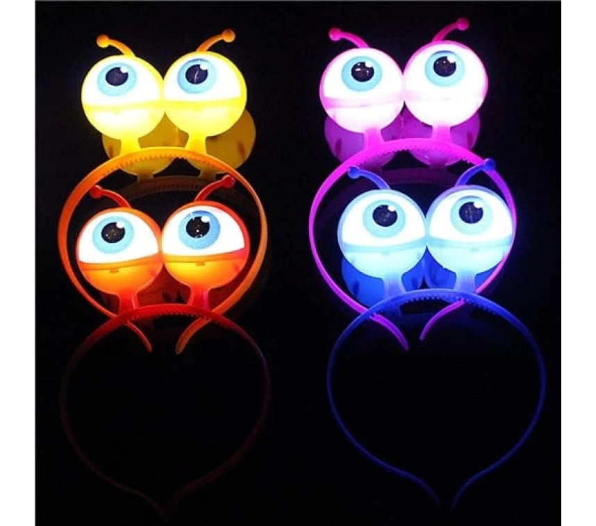 Nessiworld Rengarenk 3 Farklı Fonksiyonda Yanan Led Işıklı Uzaylı Göz Taç 1 Adet 18x12 cm