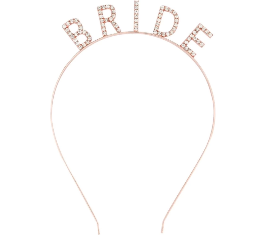 Nessiworld Rose Gold Renk Bekarlığa Veda Kristal Taş Bride Tacı İthal 16x10 cm
